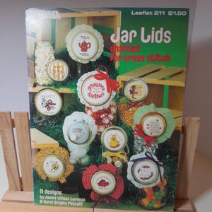 Jar Lids Leisure Arts #211 Counted Cross Stitch Mason Jar Decor