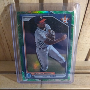 Ensemble de base Camilo Diaz 2024 Topps Bowman vert Rare carte de baseball parallèle chromée exclusive au détail joueur vedette des Astros de Houston