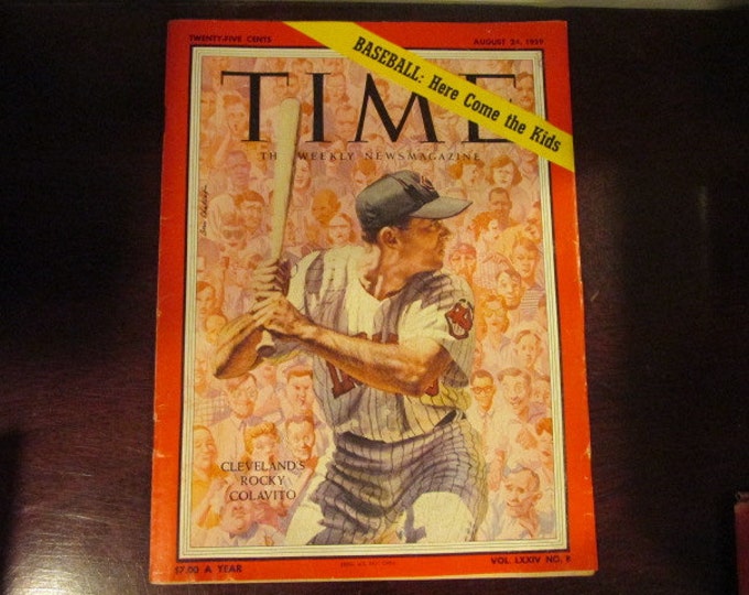 Collectible Time Magazine August 24, 1959 Rocky Colavito Cleveland Indians MLB Baseball Cover