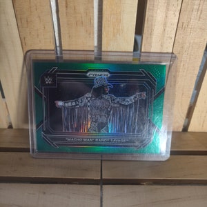 Macho Man Randy Savage 2023 Panini Prizm WWE Wrestling Card Base Set Green Prizm Refractor