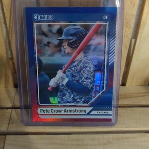 Pete Crow-Armstrong 2024 Donruss-basisset rood wit blauw folie parallelle honkbalkaart Chicago Cubs-sterspeler