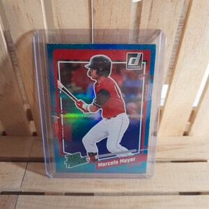 Marcelo Mayer 2023 Donruss Base Set Carolina Blue Holo Parallel Baseball Card Boston Red Sox Star Player