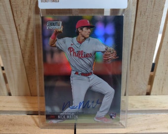 Nick Maton RC 2021 Topps Stadium Club Chrome Rookie Autograph Baseball Card Philadelphia Phillies Star Player