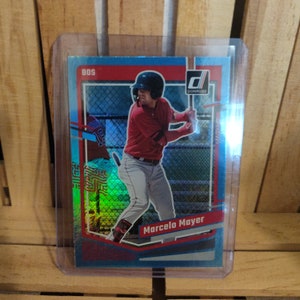 Marcelo Mayer 2023 Donruss Base Set Carolina Blue Holo Parallel Baseball Card Boston Red Sox Star Player