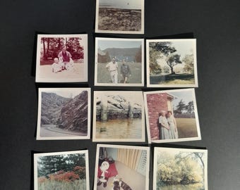 Vintage Schnappschuss Fotografie Lot Farbe versch.Grössen Kodak etc Menschen Orte Dinge 10 Stück