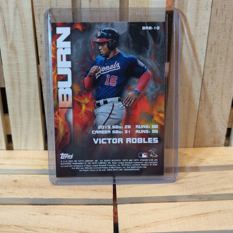 Victor Robles 2020 Topps Stadium Club Bash and Burn Sub Set Baseball Card Washington Nationals Star Player