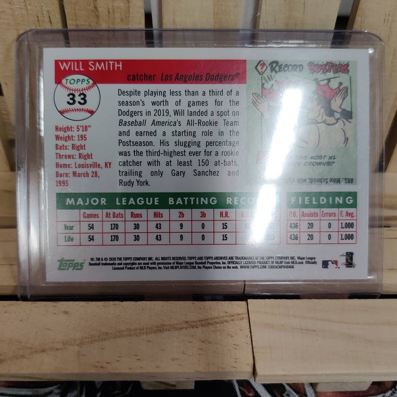 Will Smith 2020 Topps Archives Foil Board Parallel SP set Baseball Card Los Angeles Dodgers Star Player