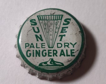 Rare Sunset Pale Dry Ginger Ale Soda Vintage No Liner Bottle Cap used Auburn Maine