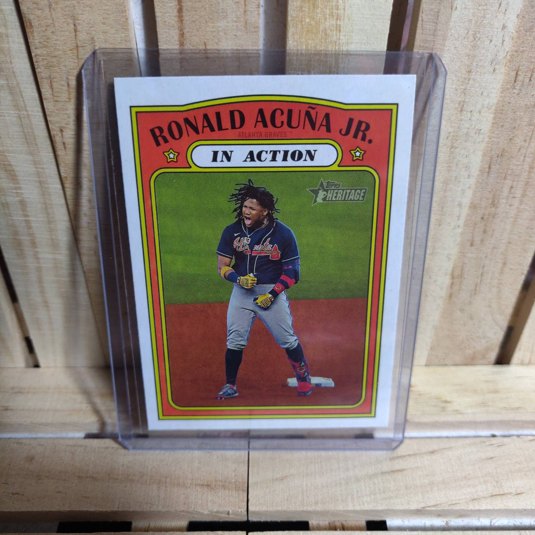 Ronald Acuna Jr in Action 2021 Topps Heritage Base Set 