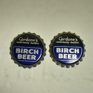 Cordone&#39;s Birch Beer Soda Vintage Cork Lined Bottle Cap NOS Unused Lot of 2