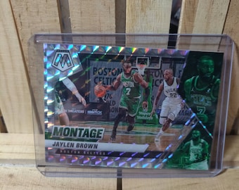 Jaylen Brown 2020-21 Panini Mosaic Tarjeta de baloncesto Montaje Subconjunto Plata Prizm Refractor Boston Celtics Jugador estrella