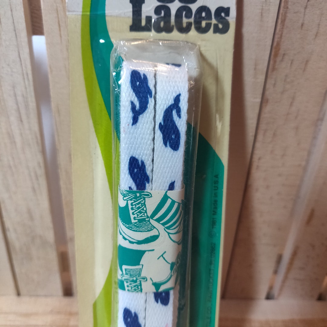 Whale Design Jogger Laces 40in Shoe Laces 1980s Vintage Sealed Package