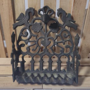 Antique Judaica Oil Menorah Hanukkah Solid Brass Ornate Quality Made Old Patina as found Excellent Condition