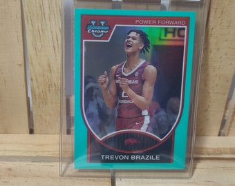 Trevon Brazile 2023 Topps Bowman U Chrome '07 Parallel Sub Set Aqua SP 083/150 Basketball University of Arkansas