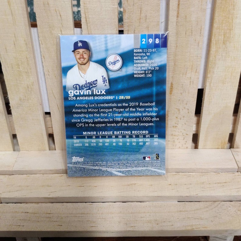 Gavin Lux RC 2020 Topps Stadium Club number 298 Base set Baseball Card Los Angeles Dodgers Star Player