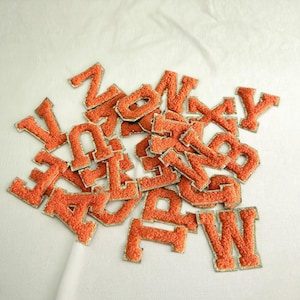 Chenille Patch Gold Border, Chenille letter iron-on patch, Chenille Letter Sticker Patch, Chenille Iron on Letters, Jacket Backpack Iron On