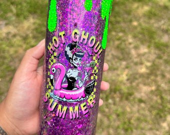 Hot Ghoul Summer Tumbler with Glitter Rhinestone Drip