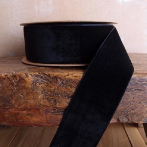 Black  1 1/2&quot;  wide swiss velvet ribbon SOLD BY YARD