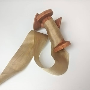 Creamy TAUPE Silk Ribbon, Hand Dyed Silk, TAUPE Silk