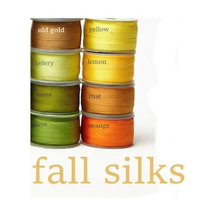 1/4 Inch Fall Colors  Silk Ribbon Hand Dyed SOLD By The Yard