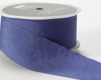 1.5 inch PERIWINKLE Wrinkled Ribbon, Look like silk, Weddings, romantic, lovely, blue ribbon, blue trim, craft supplies