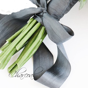 Grey Silk Ribbon, 5 yd, 1.25&quot; Silk Ribbon, Charcoal - 5 yd Bundle