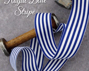 Ribbon, Grosgrain Striped Decorative Ribbon,Royal  Blue , 1-1/2 in  BY THE YARD