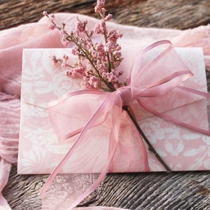 Pink Sheer and Satin Ribbon,100% Nylon with a satin edge 1-1/2 Inch Wide Ribbon by the Yard  Wedding DYI Mothers Day