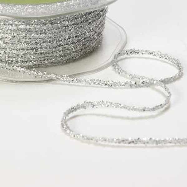 SILVER TWINE Tinsel Metallic String Ribbon