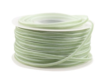 1/8 Inch Velvet Ribbon ,Thin Sage Green, Velvet Ribbon , Wedding Invitations, Gift Wrapping, and Party Favor Boxes