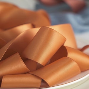 Burnt Orange 1-1/2&quot; Double Face Satin Ribbon 100% Polyester Cut to order