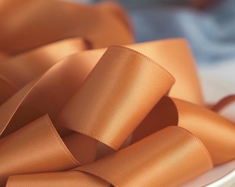 Burnt Orange 1-1/2" Double Face Satin Ribbon 100% Polyester Cut to order