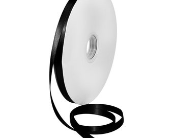 Black Satin Ribbon, 3/8 inch ,BTY, Double Faced Satin Ribbon