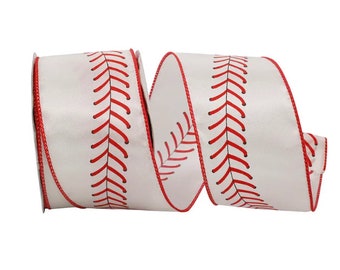 5 yards Baseball Ribbon,  Sports Ribbon  2.5 inch Wired Ribbon