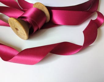 Ribbon ,7/8-Inch Wide Ribbon, Burgundy Satin ,gift wrapping, Sewing, Wedding Favors By The Yard  Wine Ribbon