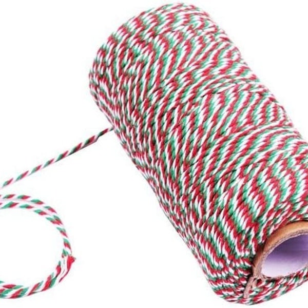 Baker’s Twine 10 yards, Christmas Twine, Red, White, Green