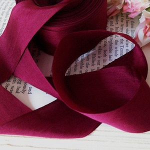 Burgundy Silk Ribbon,  Burgundy Ribbon  1.25 " wide, Wedding Decorations, Gift Wrap, Trim,  By the Yard