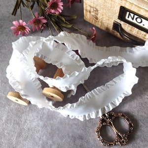 Ribbon, White Double Ruffle Ribbon, 1-1/2-Inch   By The Yard Hair Bows, Gift Wrap, Wreaths, Sewing, Crafts  By The Yard