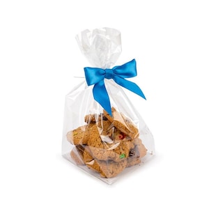 32 Pcs  Gusseted Flat Bottom Cellophane Bags with Paper Insert 4x4x9 Inches Gusseted Cello Bags