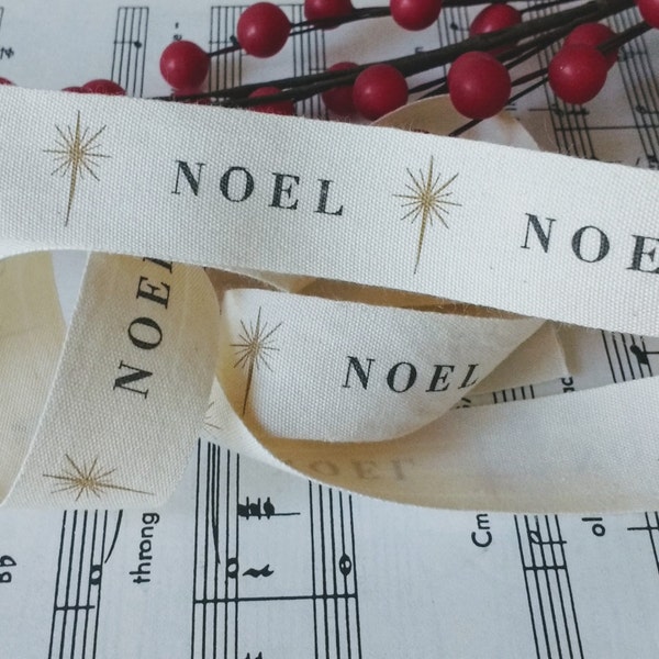 Noel Printed Ribbon,  Christmas Ribbon, Gift Wrapping, Patterned Ribbon, Party Supplies, Christmas Trim By The Yard