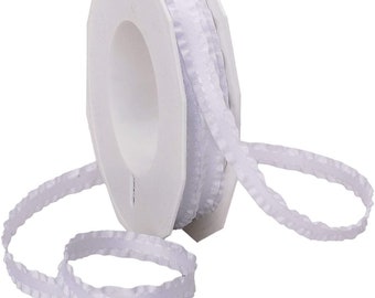 Ribbon, White Double Ruffle Ribbon, 3/8 -Inch   By The Yard Hair Bows, Gift Wrap, Wreaths, Sewing, Crafts  By The Yard