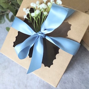6 Kraft Favor Boxes with Ribbon  6x6x3  Window Cookies, Gifts, Wedding Christmas