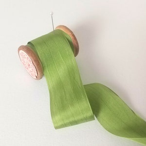 Silk Ribbon  100% Silk Ribbon in Olive  - 1.25&quot; BTY