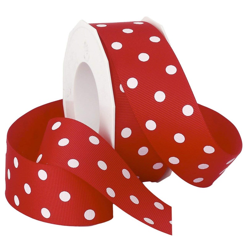 Yard Red with White Dots Grosgrain Dot Ribbon 1-12-Inch by 5