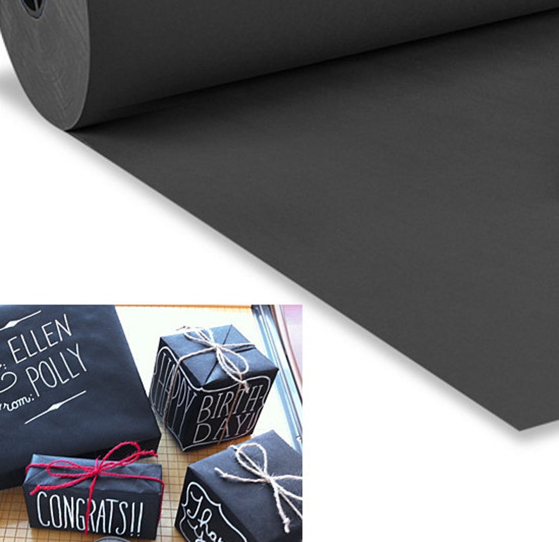 Black Kraft Chalkboard Style Wrapping Paper Roll Eco Friendly Etsy