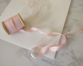 1/4 Inch Pink Silk Ribbon Hand Dyed By The Yard