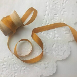 5 Yds Gold 1/4 Silk Ribbon, Small, Romantic, Beautiful, Weddings, Favors, 