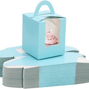 12 Cupcake Boxes Single Individual Paper Cupcake Holder Containers, Wedding Birthday Party Candy Boxes Family Treats