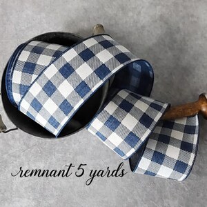 Gingham Style Ribbon, 2.5" Navy Blue , Wedding, Home Decor, Wreaths image 1