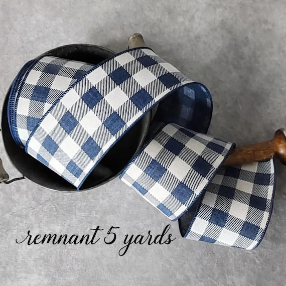 Gingham Style Ribbon, 2.5"  Navy Blue , Wedding, Home Decor, Wreaths